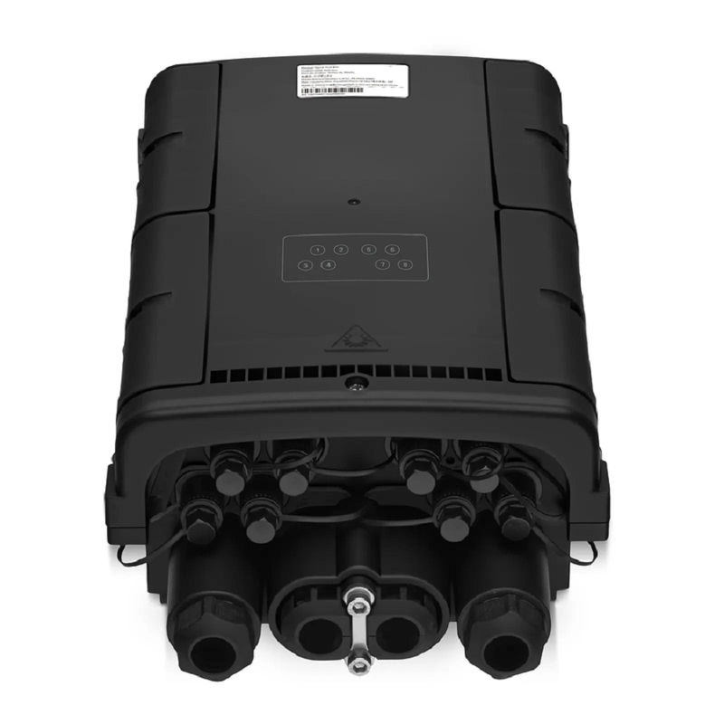 FyberOptix Fully Pre-Terminated Fiber Distribution Hub Box for Quick ODN, 1 Uncut Port, 2 Branch Ports and 8 SC/APC Hardened Adapters, Mechanical Seal, Supports 1:2/1:4/1:8 Mini Splitters, PP+GF, IP68, Wall/Pole/Aerial Mount, Indoor/Outdoor