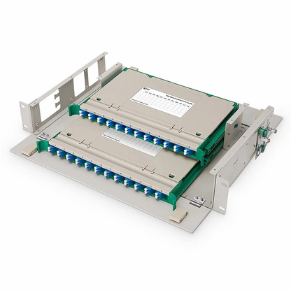 FyberOptix 2U Rack Mount Fiber Optic Distribution Panel, 48 Fibers OS2 Single Mode, 24 x LC UPC Duplex (Blue) Adapter