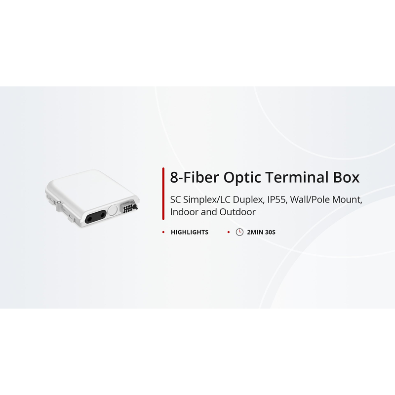 FyberOptix 8-fiber Optic Terminal Box, SC Simplex/LC Duplex, IP55, Wall/Pole Mount, Indoor and Outdoor