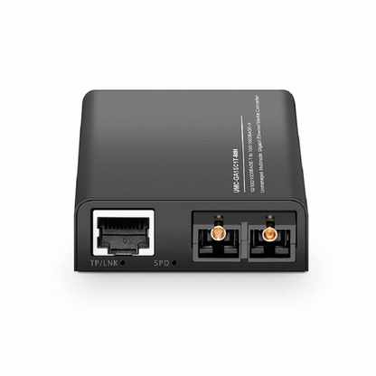 FyberOptix Mini Unmanaged 1x 10/100/1000Base-T RJ45 to 1x 100/1000Base-X Multimode SC 850nm 220/550m Gigabit Ethernet Media Converter, British Plug Standard