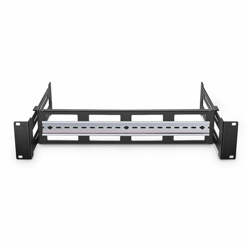 FyberOptix Adjustable DIN Rail Bracket for EIA 19" Mount, 2U, Black
