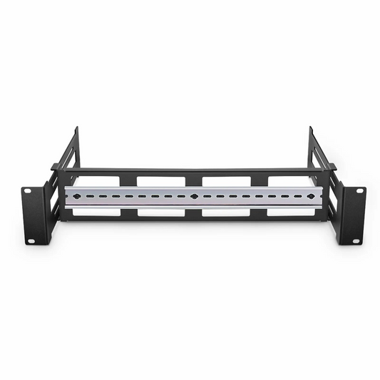 FyberOptix Adjustable DIN Rail Bracket for EIA 19" Mount, 2U, Black