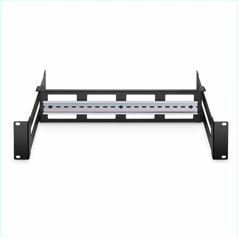 FyberOptix Adjustable DIN Rail Bracket for EIA 19" Mount, 2U, Black