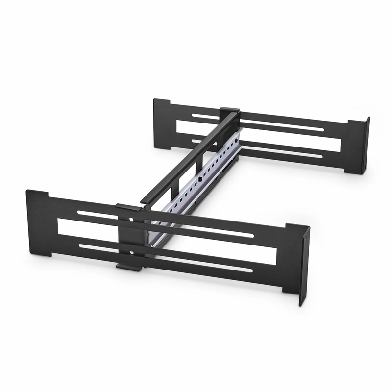 FyberOptix Adjustable DIN Rail Bracket for EIA 19" Mount, 2U, Black