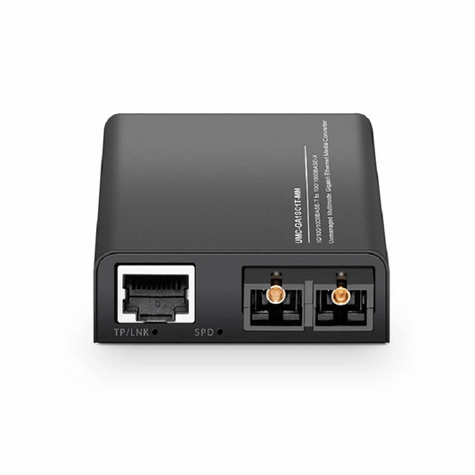FyberOptix Mini Unmanaged 1x 10/100/1000Base-T RJ45 to 1x 100/1000Base-X Multimode SC 850nm 220/550m Gigabit Ethernet Media Converter, European Plug Standard