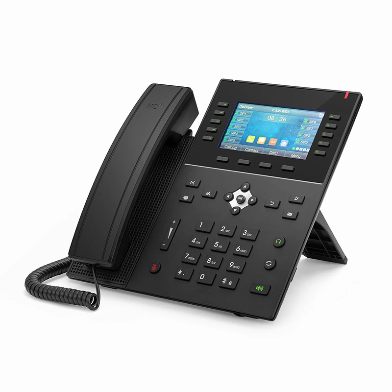 FyberOptix FIP-5220, Advanced VoIP Phone with 4.3-Inch Color LCD Screen, 20 SIP Accounts, USB 2.0, Dual-Port Gigabit Ethernet, PoE
