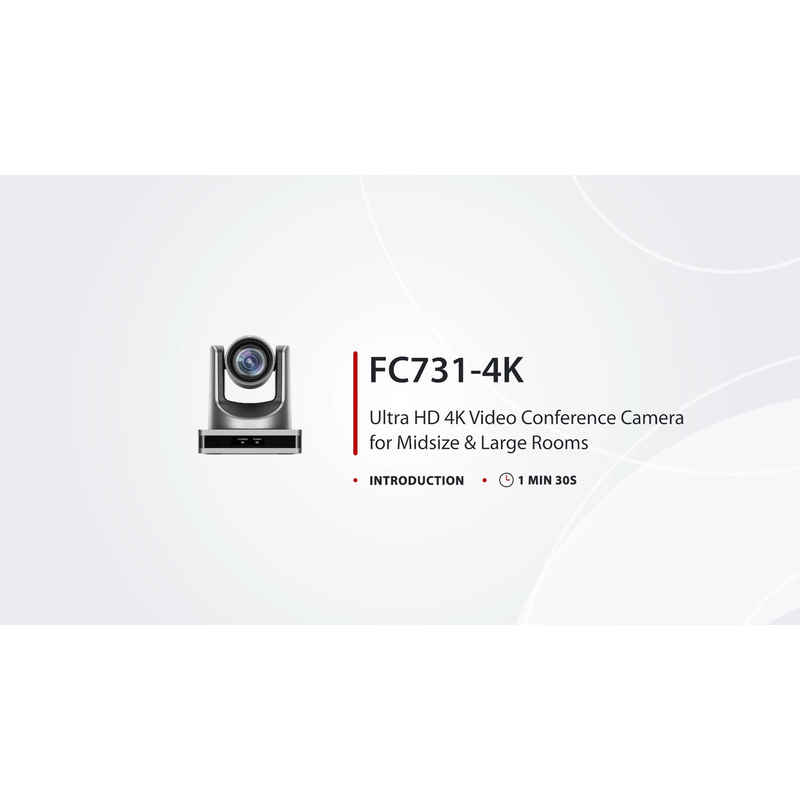 FyberOptix FC731-4K Ultra HD 4K Video Conference Camera for Midsize & Large Rooms, 12X Optical Zoom & PTZ