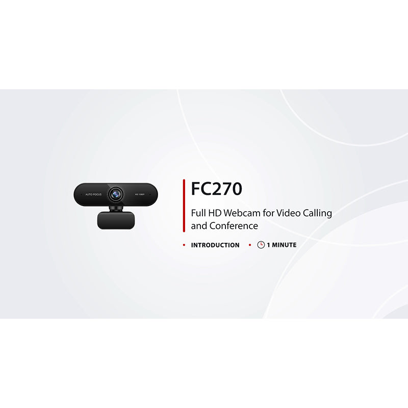 FyberOptix FC270 Full HD 1080p Webcam for Personal Video Calling and Conference, with 2 Microphones, USB Plug and Play