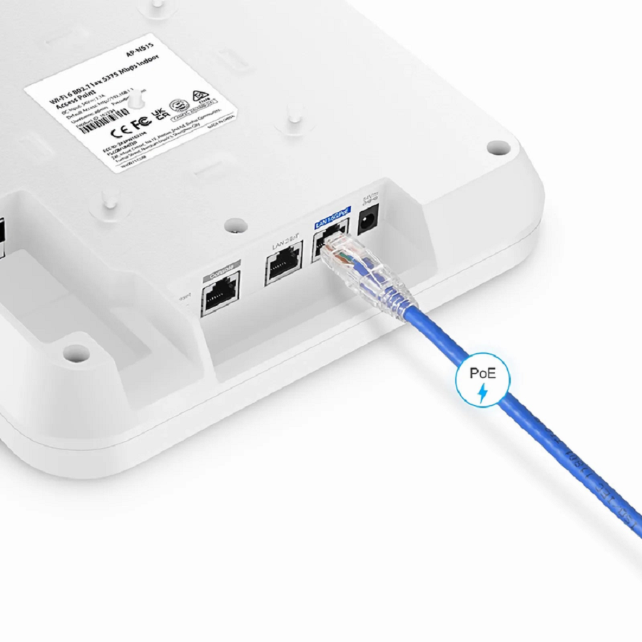 FyberOptix AP-N515, Cloud Managed Wi-Fi 6 802.11ax 5375 Mbps Indoor Access Point, Seamless Roaming & 4 Ã— 4 MU-MIMO Dual Radios, Manageable via Airware, Controller or Standalone (Without PoE Injector)