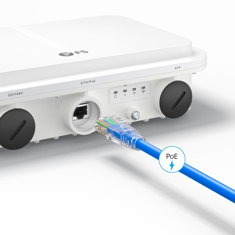 FyberOptix AP-T565, Cloud Managed Wi-Fi 6 802.11ax 2400 Mbps Outdoor Access Point, Seamless Roaming & 2 x 2 MU-MIMO Dual Radios, Built-in Omni-Directional Antenna, Manageable via Airware, Controller or Standalone (Without PoE Injector)