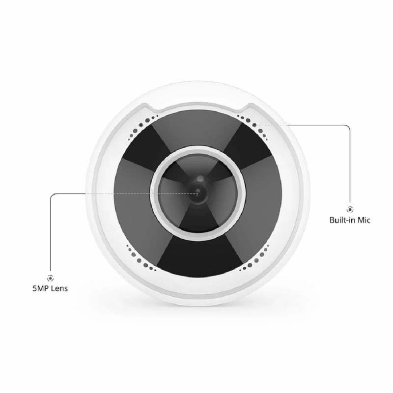 FyberOptix IPC301-5M-F Fisheye Camera, Fixed 5MP with Build-in Mic, 33ft Night Vision, IP66 & IK10 360Â° Panoramic PoE Network Camera with 1.4mm Lens