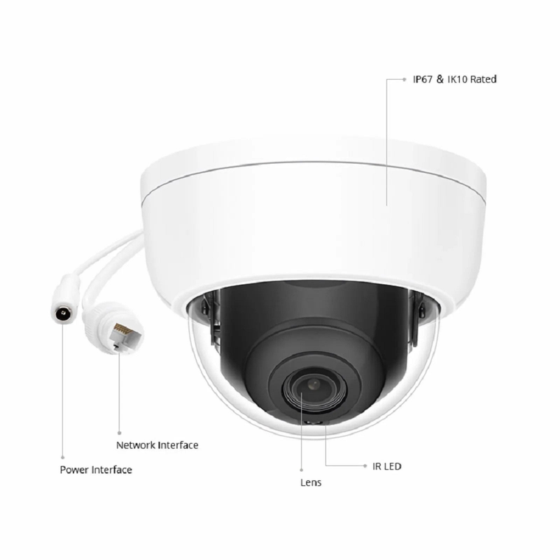 FyberOptix IPC101-5M-D, Super HD 5MP Dome Network Camera, 98ft Night Vision, IP67 & IK10 Vandal Resistant, PoE Network Camera with Fixed 2.8mm Lens