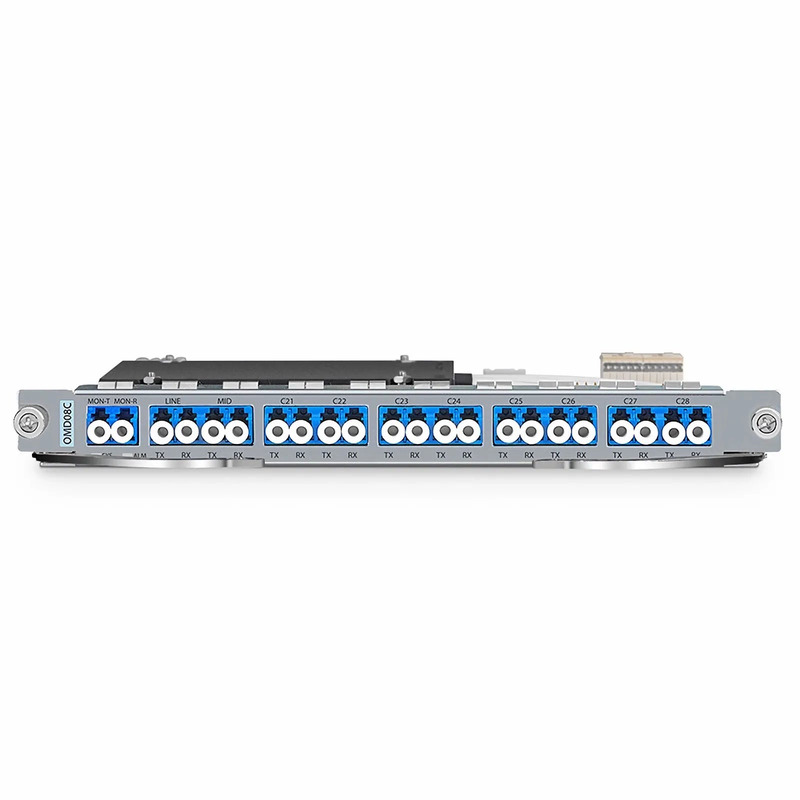 FyberOptix Customized 8 Channels Active DWDM Mux Demux, 100GHz, with Monitor Port and Cascade Port, LC/UPC, Dual Fiber, MS8100 Plug-in Module