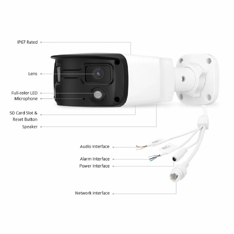 FyberOptix IPC501-2X4M-B, Super HD 4MP Full-Color Wide Angle Fixed Bullet Network Camera with Build-in Mic, IP67 Weatherproof PoE Network Camera with Fixed 4.0mm Lens