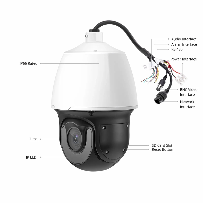 FyberOptix IPC425-8M-P, Ultra HD 8MP PTZ Dome Network Camera, Pan Tilt 25X Optical Zoom, Face Capture PoE Network Camera with Varifocal 6-150mm Lens
