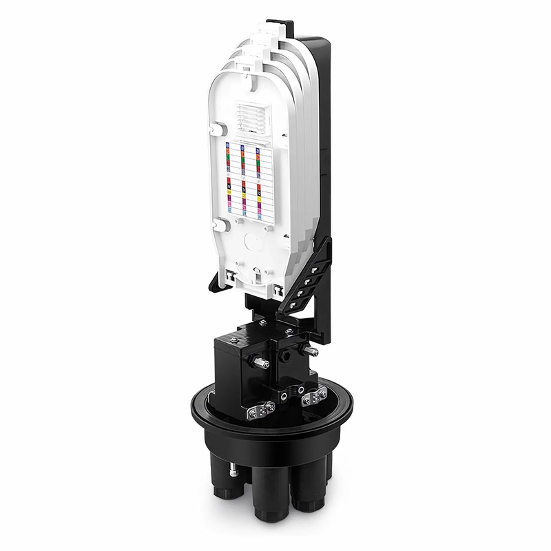 FyberOptix 144 Fibers 2In-4Out Dome Fiber Optic Splice Closure, Mechanical Seal, with 1 Pre-installed Fusion Splice Tray