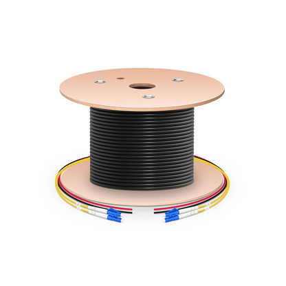 FyberOptix 300m (984ft) Hybrid Fiber and Power Cable, Indoor, Plenum (OFNP), Single Mode (OS2), 2 Fibers, Tight-Buffered, LC UPC Simplex to LC UPC Simplex, 2 Conductors 17AWG