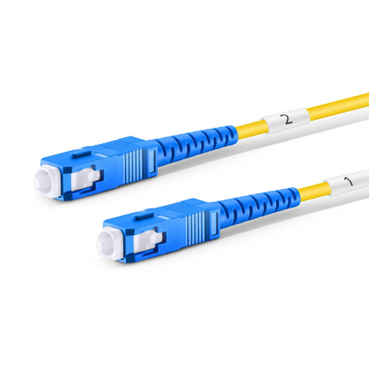 FyberOptix 150m (492ft) Hybrid Fiber and Power Cable, Indoor, Plenum (OFNP), Single Mode (OS2), 2 Fibers, Tight-Buffered, LC UPC Simplex to SC UPC Simplex, 2 Conductors 12AWG
