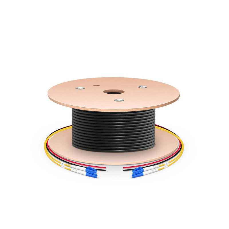 FyberOptix 150m (492ft) Hybrid Fiber and Power Cable, Indoor, Plenum (OFNP), Single Mode (OS2), 2 Fibers, Tight-Buffered, LC UPC Simplex to LC UPC Simplex, 2 Conductors 17AWG