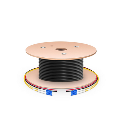 FyberOptix 150m (492ft) Hybrid Fiber and Power Cable, Indoor, Plenum (OFNP), Single Mode (OS2), 2 Fibers, Tight-Buffered, LC UPC Simplex to LC UPC Simplex, 2 Conductors 17AWG