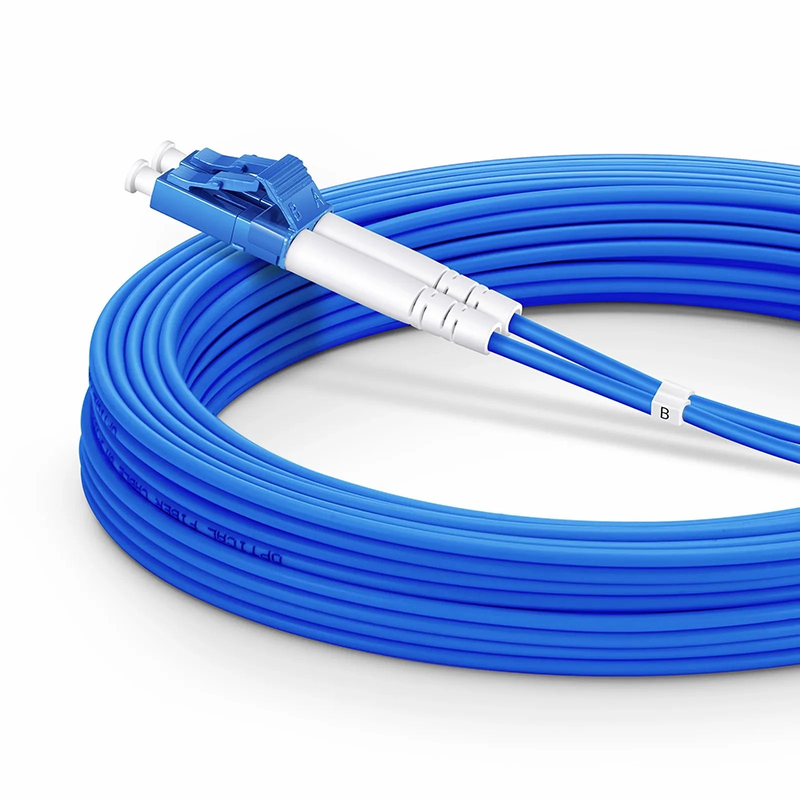 FyberOptix 30m (98ft) Armored Fiber Patch Cable, 2 Fibers, LC UPC Duplex to LC UPC Duplex, Single Mode (OS2), Riser (OFCR), 3.0mm, Blue