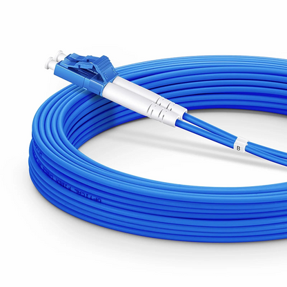 FyberOptix 30m (98ft) Armored Fiber Patch Cable, 2 Fibers, LC UPC Duplex to LC UPC Duplex, Single Mode (OS2), Riser (OFCR), 3.0mm, Blue