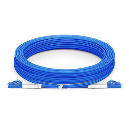 FyberOptix 10m (33ft) Armored Fiber Patch Cable, 2 Fibers, LC UPC Duplex to LC UPC Duplex, Single Mode (OS2), Riser (OFCR), 3.0mm, Blue