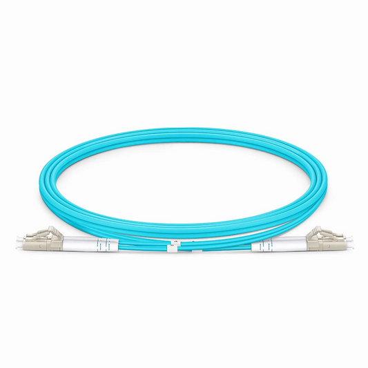FyberOptix 1m (3ft) Armored Fiber Patch Cable, 2 Fibers, LC UPC Duplex to LC UPC Duplex, Multimode (OM4), Riser (OFCR), 3.0mm, Aqua