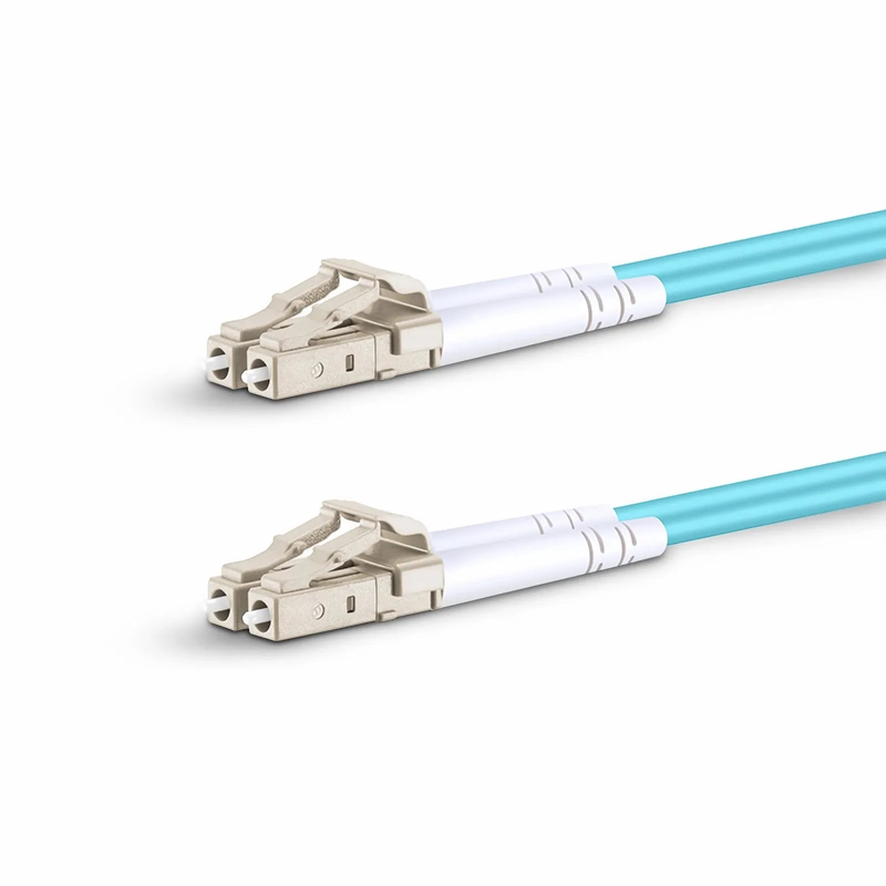 FyberOptix 1m (3ft) Armored Fiber Patch Cable, 2 Fibers, LC UPC Duplex to LC UPC Duplex, Multimode (OM4), Riser (OFCR), 3.0mm, Aqua