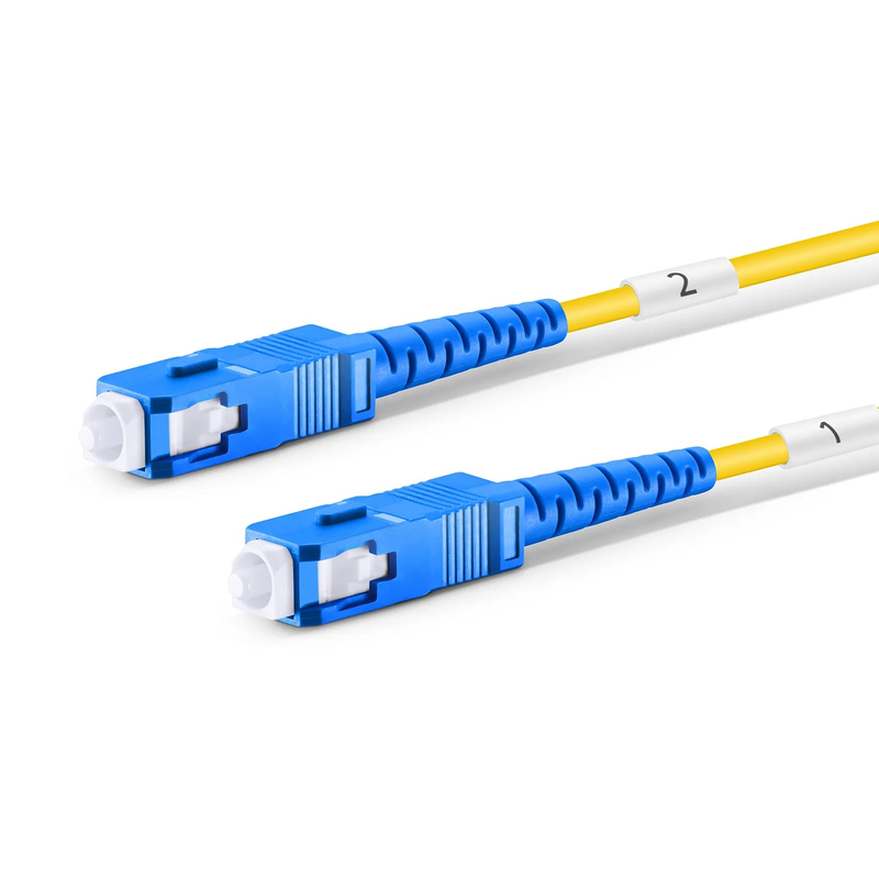 FyberOptix 200m (656ft) Hybrid Fiber and Power Cable, Indoor, Plenum (OFNP), Single Mode (OS2), 2 Fibers, Tight-Buffered, LC UPC Simplex to SC UPC Simplex, 2 Conductors 12AWG