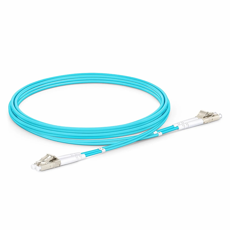 FyberOptix 2m (7ft) Armored Fiber Patch Cable, 2 Fibers, LC UPC Duplex to LC UPC Duplex, Multimode (OM4), Riser (OFCR), 3.0mm, Aqua