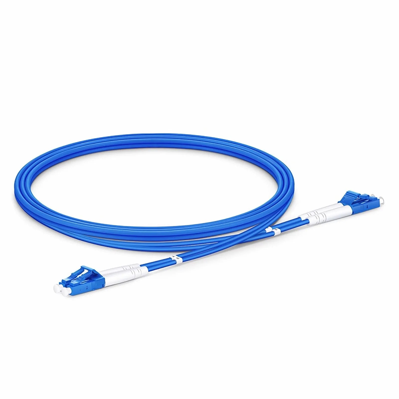 FyberOptix 1m (3ft) Armored Fiber Patch Cable, 2 Fibers, LC UPC Duplex to LC UPC Duplex, Single Mode (OS2), Riser (OFCR), 3.0mm, Blue