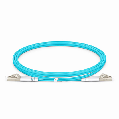 FyberOptix 1m (3ft) Armored Fiber Patch Cable, 2 Fibers, LC UPC Duplex to LC UPC Duplex, Multimode (OM4), Riser (OFCR), 3.0mm, Aqua