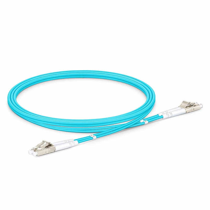 FyberOptix 1m (3ft) Armored Fiber Patch Cable, 2 Fibers, LC UPC Duplex to LC UPC Duplex, Multimode (OM4), Riser (OFCR), 3.0mm, Aqua