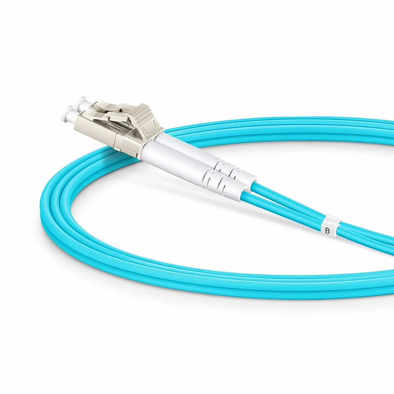 FyberOptix 1m (3ft) Armored Fiber Patch Cable, 2 Fibers, LC UPC Duplex to LC UPC Duplex, Multimode (OM4), Riser (OFCR), 3.0mm, Aqua