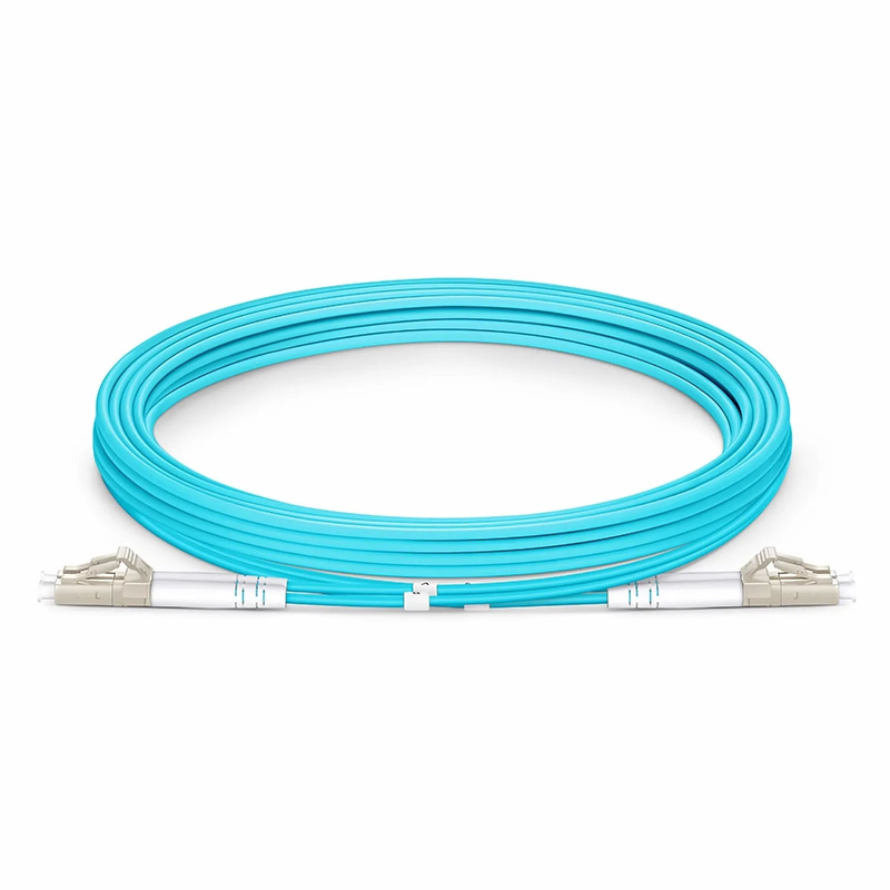 FyberOptix 3m (10ft) Armored Fiber Patch Cable, 2 Fibers, LC UPC Duplex to LC UPC Duplex, Multimode (OM3), Riser (OFCR), 3.0mm, Aqua