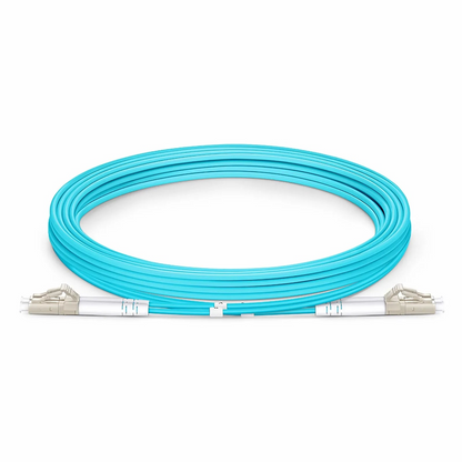 FyberOptix 3m (10ft) Armored Fiber Patch Cable, 2 Fibers, LC UPC Duplex to LC UPC Duplex, Multimode (OM3), Riser (OFCR), 3.0mm, Aqua