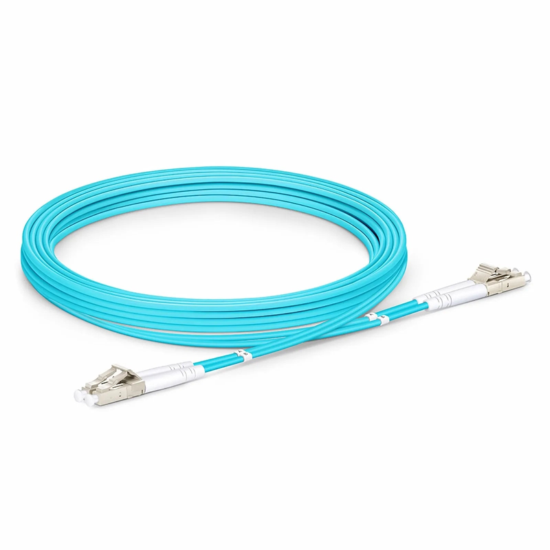 FyberOptix 3m (10ft) Armored Fiber Patch Cable, 2 Fibers, LC UPC Duplex to LC UPC Duplex, Multimode (OM3), Riser (OFCR), 3.0mm, Aqua