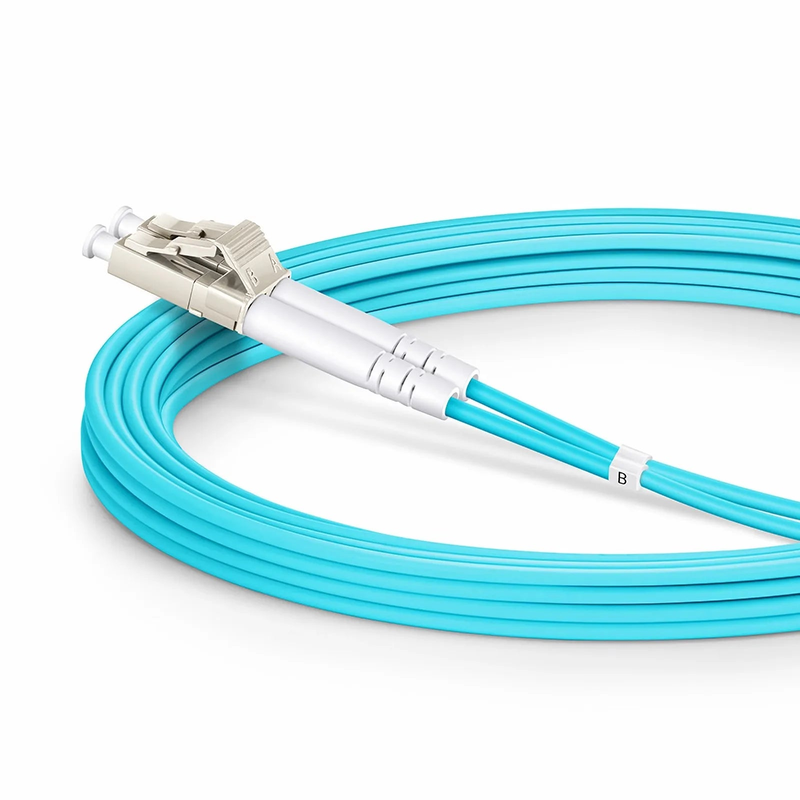FyberOptix 3m (10ft) Armored Fiber Patch Cable, 2 Fibers, LC UPC Duplex to LC UPC Duplex, Multimode (OM3), Riser (OFCR), 3.0mm, Aqua