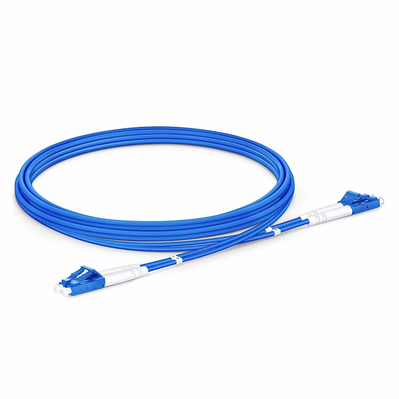 FyberOptix 2m (7ft) Armored Fiber Patch Cable, 2 Fibers, LC UPC Duplex to LC UPC Duplex, Single Mode (OS2), Riser (OFCR), 3.0mm, Blue