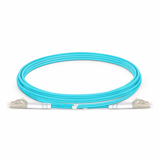 FyberOptix 2m (7ft) Armored Fiber Patch Cable, 2 Fibers, LC UPC Duplex to LC UPC Duplex, Multimode (OM4), Riser (OFCR), 3.0mm, Aqua