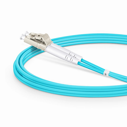 FyberOptix 2m (7ft) Armored Fiber Patch Cable, 2 Fibers, LC UPC Duplex to LC UPC Duplex, Multimode (OM4), Riser (OFCR), 3.0mm, Aqua