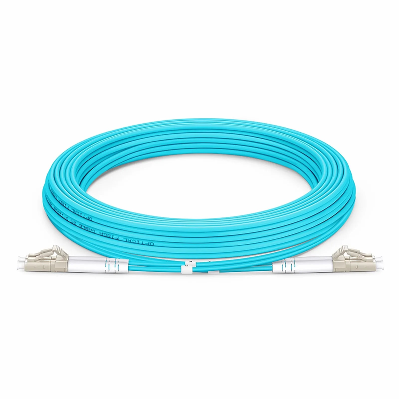 FyberOptix 5m (16ft) Armored Fiber Patch Cable, 2 Fibers, LC UPC Duplex to LC UPC Duplex, Multimode (OM3), Riser (OFCR), 3.0mm, Aqua