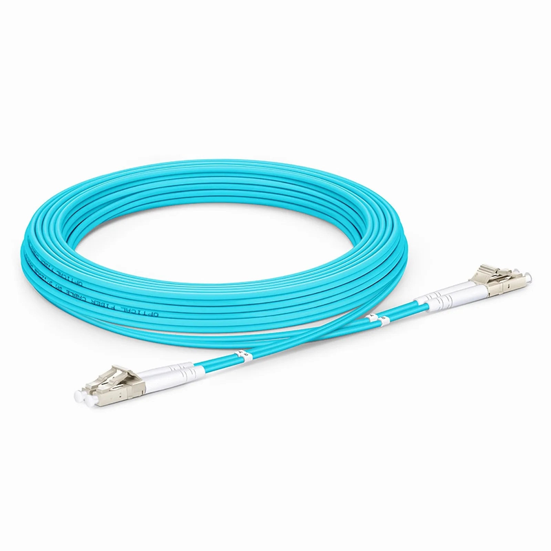 FyberOptix 5m (16ft) Armored Fiber Patch Cable, 2 Fibers, LC UPC Duplex to LC UPC Duplex, Multimode (OM3), Riser (OFCR), 3.0mm, Aqua