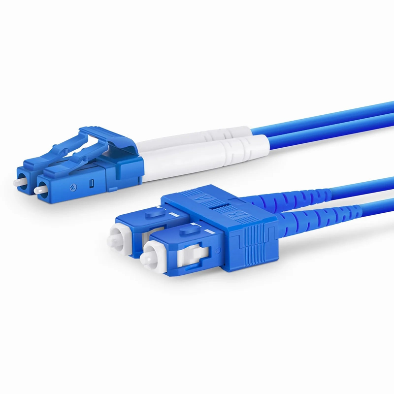 FyberOptix 1m (3ft) Armored Fiber Patch Cable, 2 Fibers, LC UPC Duplex to SC UPC Duplex, Single Mode (OS2), LSZH, 3.0mm, Blue