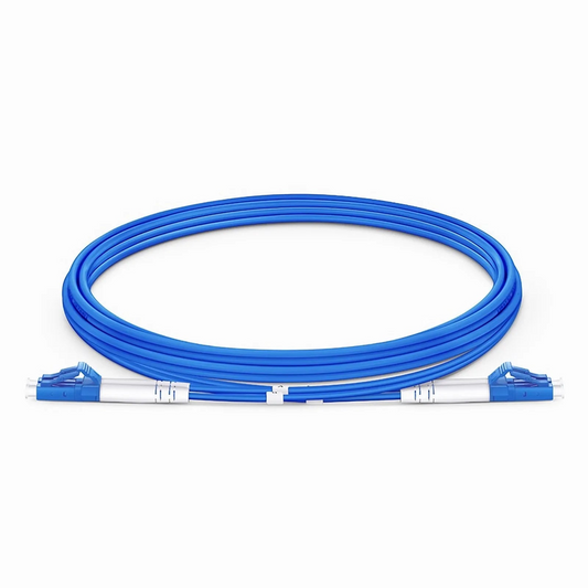 FyberOptix 3m (10ft) Armored Fiber Patch Cable, 2 Fibers, LC UPC Duplex to LC UPC Duplex, Single Mode (OS2), LSZH, 3.0mm, Blue