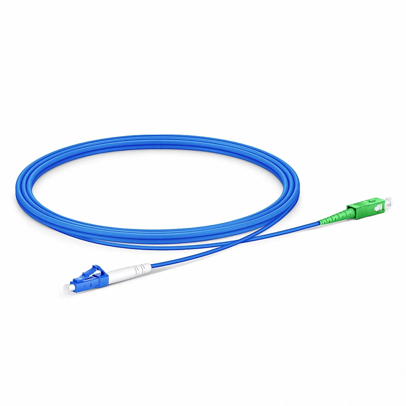 FyberOptix 2m (7ft) Armored Fiber Patch Cable, 1 Fiber, LC UPC Simplex to SC APC Simplex, Single Mode (OS2), Riser (OFCR), 3.0mm, Blue