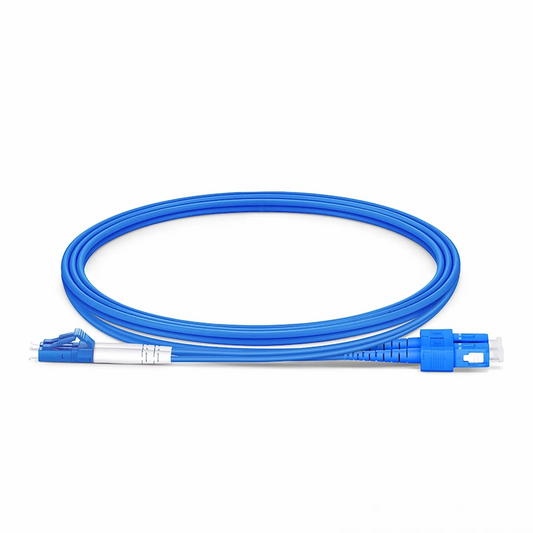 FyberOptix 1m (3ft) Armored Fiber Patch Cable, 2 Fibers, LC UPC Duplex to SC UPC Duplex, Single Mode (OS2), LSZH, 3.0mm, Blue