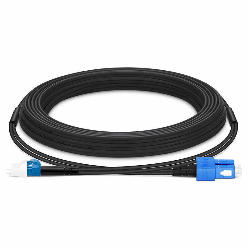 FyberOptix 10m (33ft) Industrial Armored Fiber Patch Cable, LC UPC to SC UPC, Duplex, 2 Fibers, Single Mode (OS2), TPU