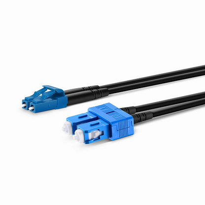 FyberOptix 10m (33ft) Industrial Armored Fiber Patch Cable, LC UPC to SC UPC, Duplex, 2 Fibers, Single Mode (OS2), TPU